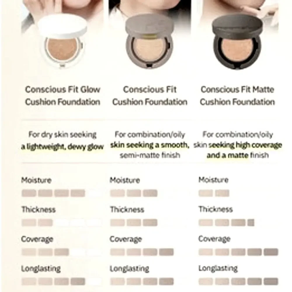 KOREA Conscious Fit Cushion Foundation  (15N Comsmic Cream)